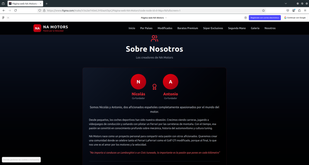 NA Motors. Proyecto de página web de Antonio Troyano y Nicolás Cameán 1